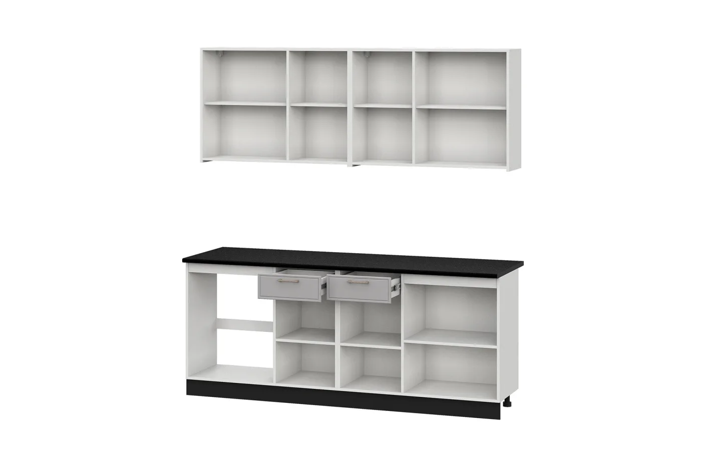 Кухонный гарнитур прямой Нонтон Эланель 200 см, белый / нео / столешница черная